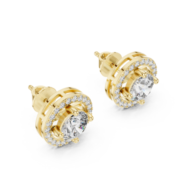 Gold Celestial Halo Radiance Stud Earrings Right View