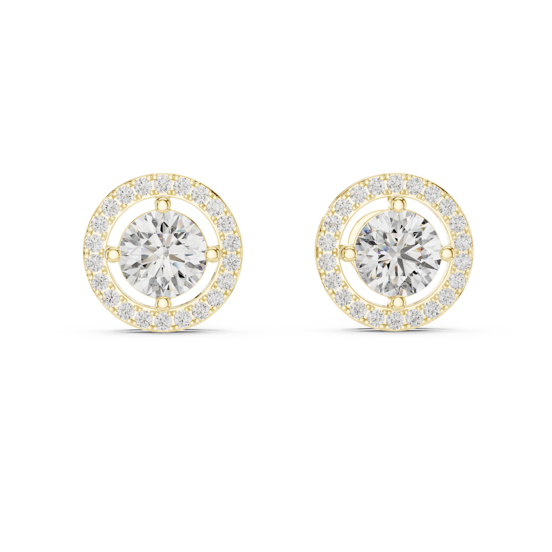 Gold Celestial Halo Radiance Stud Earrings Right View
