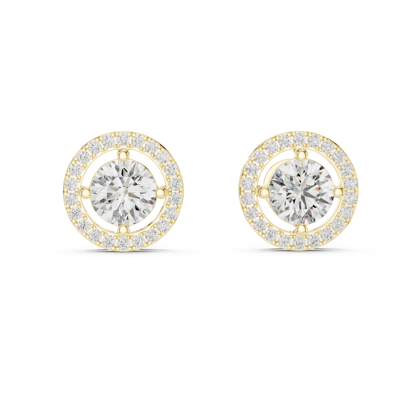  Gold Celestial Halo Radiance Stud Earrings Front View