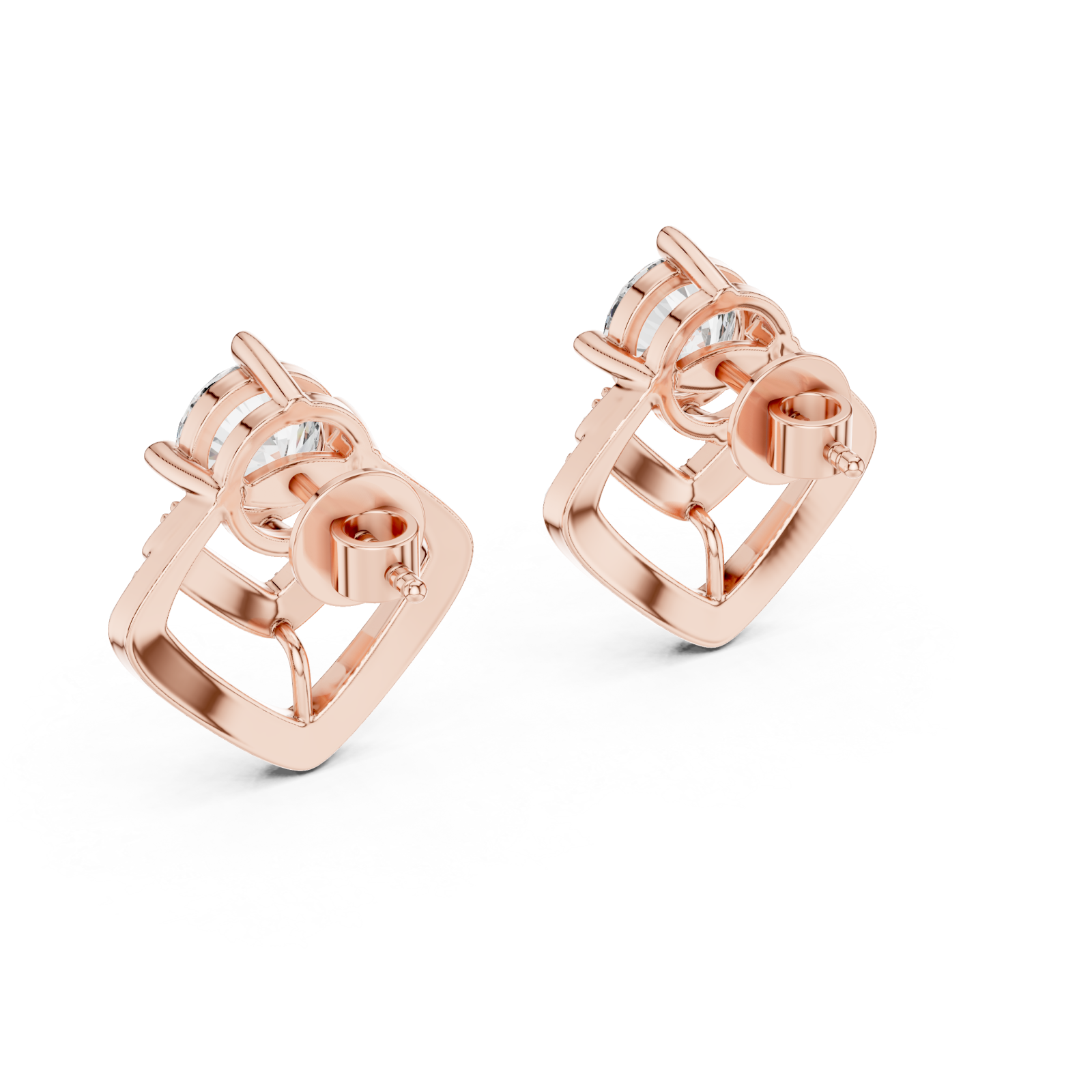  Rose Gold Celestial Charm Halo Stud Earrings Side View