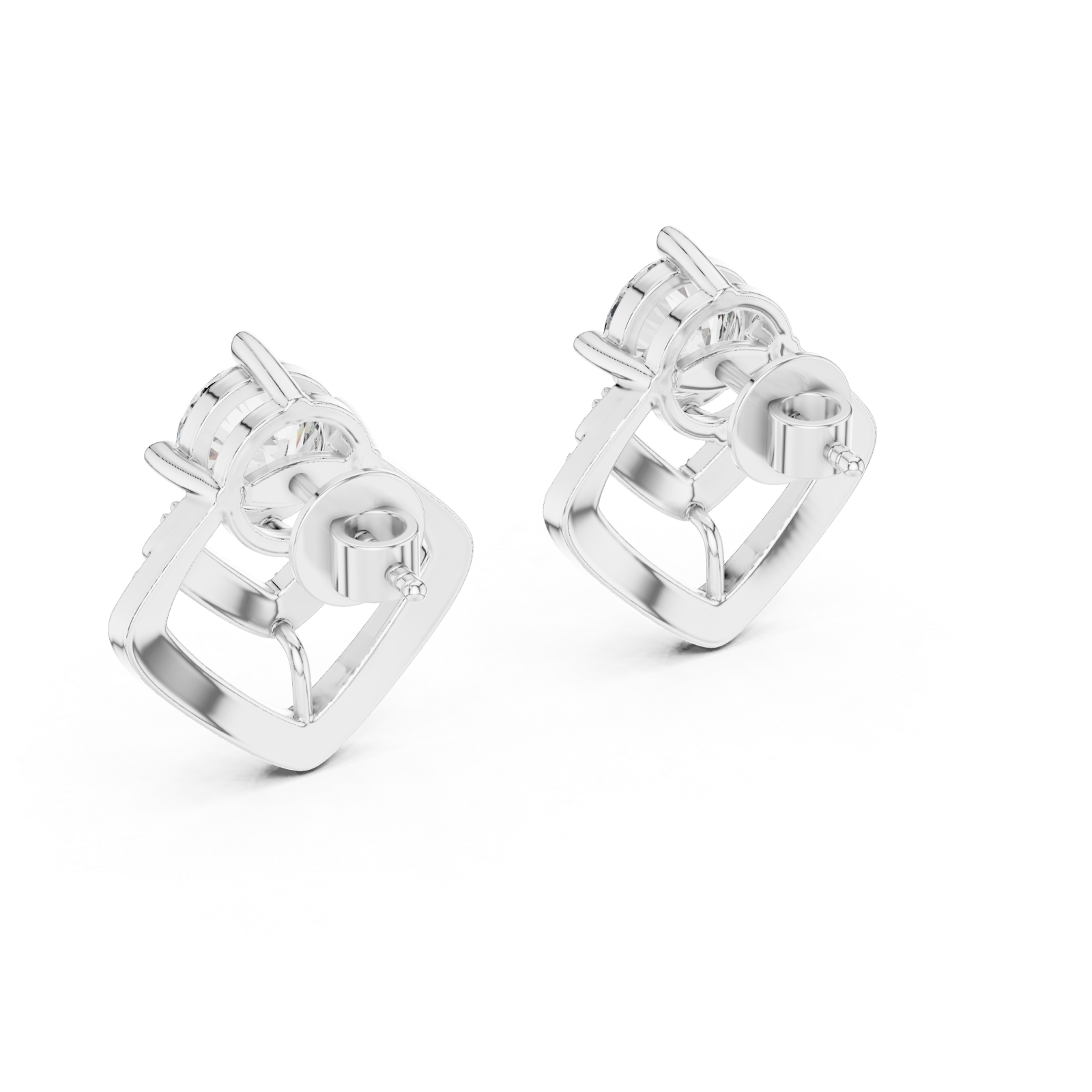  White Gold Celestial Charm Halo Stud Earrings Side View