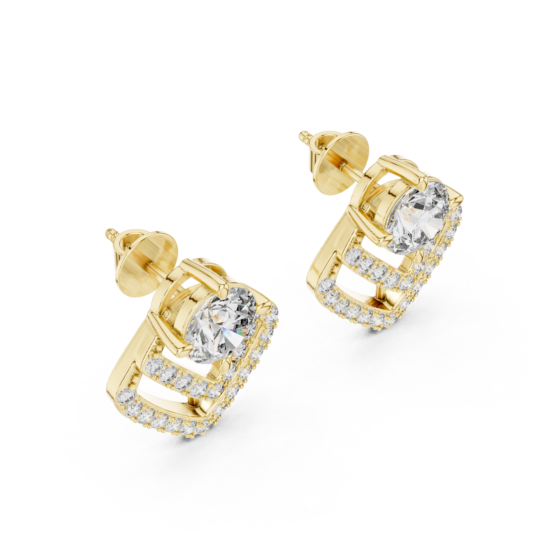 Gold Celestial Charm Halo Stud Earrings Right View