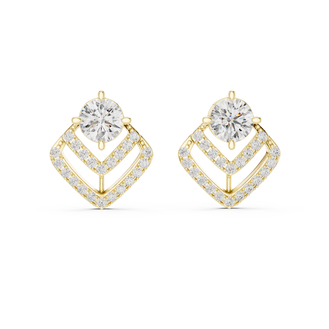 Gold Celestial Charm Halo Stud Earrings Right View