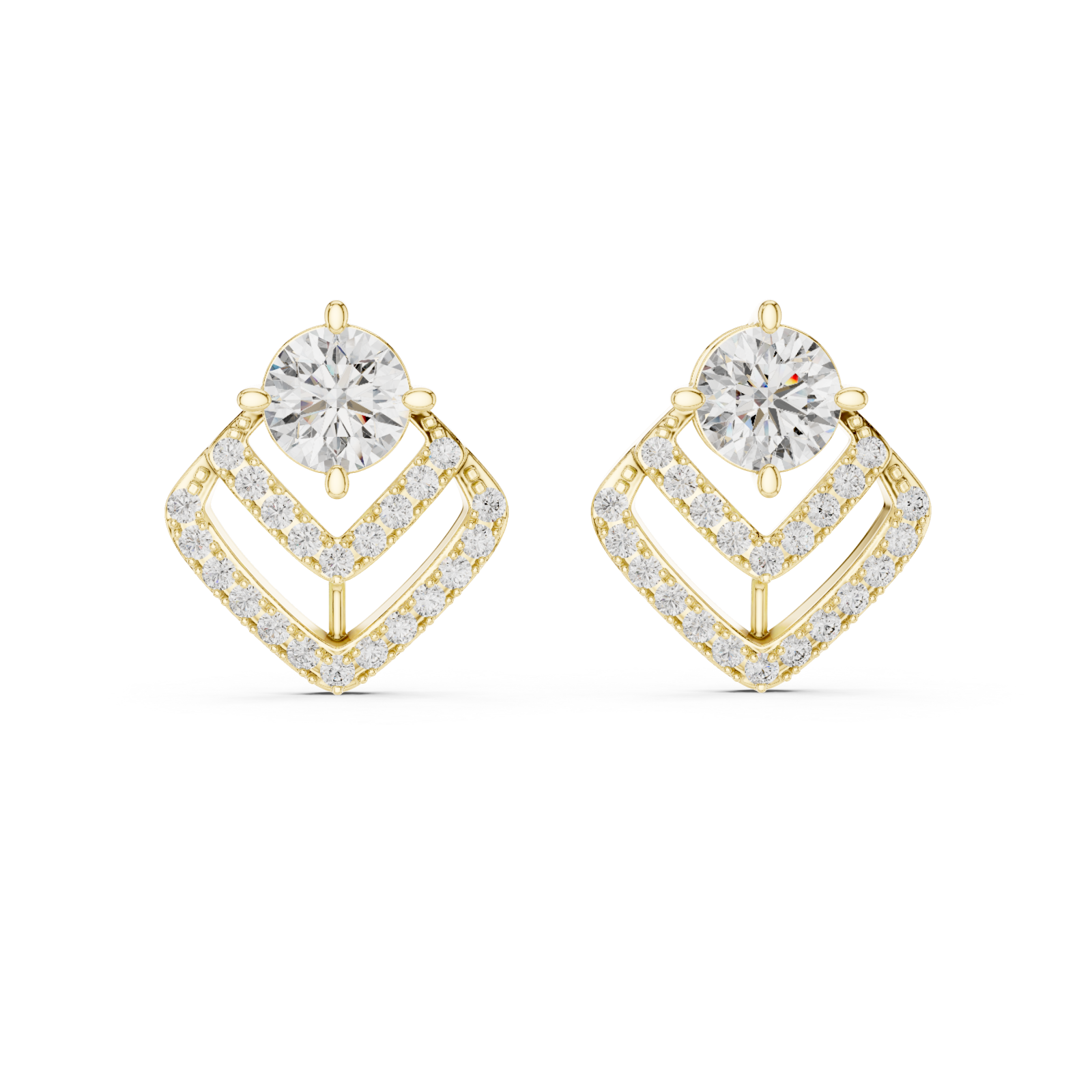  Gold Celestial Charm Halo Stud Earrings Front View