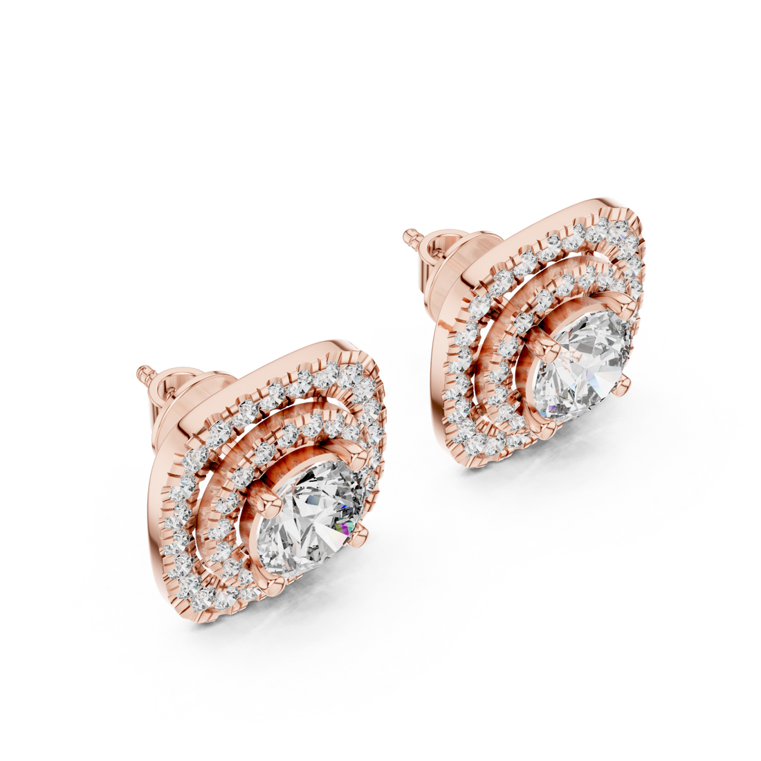  Rose Gold Radiant Halo Embrace Stud Earrings Right View