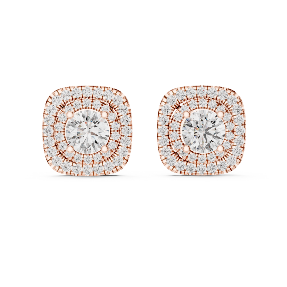  Rose Gold Radiant Halo Embrace Stud Earrings Right View