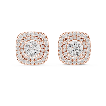  Rose Gold Radiant Halo Embrace Stud Earrings Front View