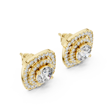 Gold Radiant Halo Embrace Stud Earrings Right View