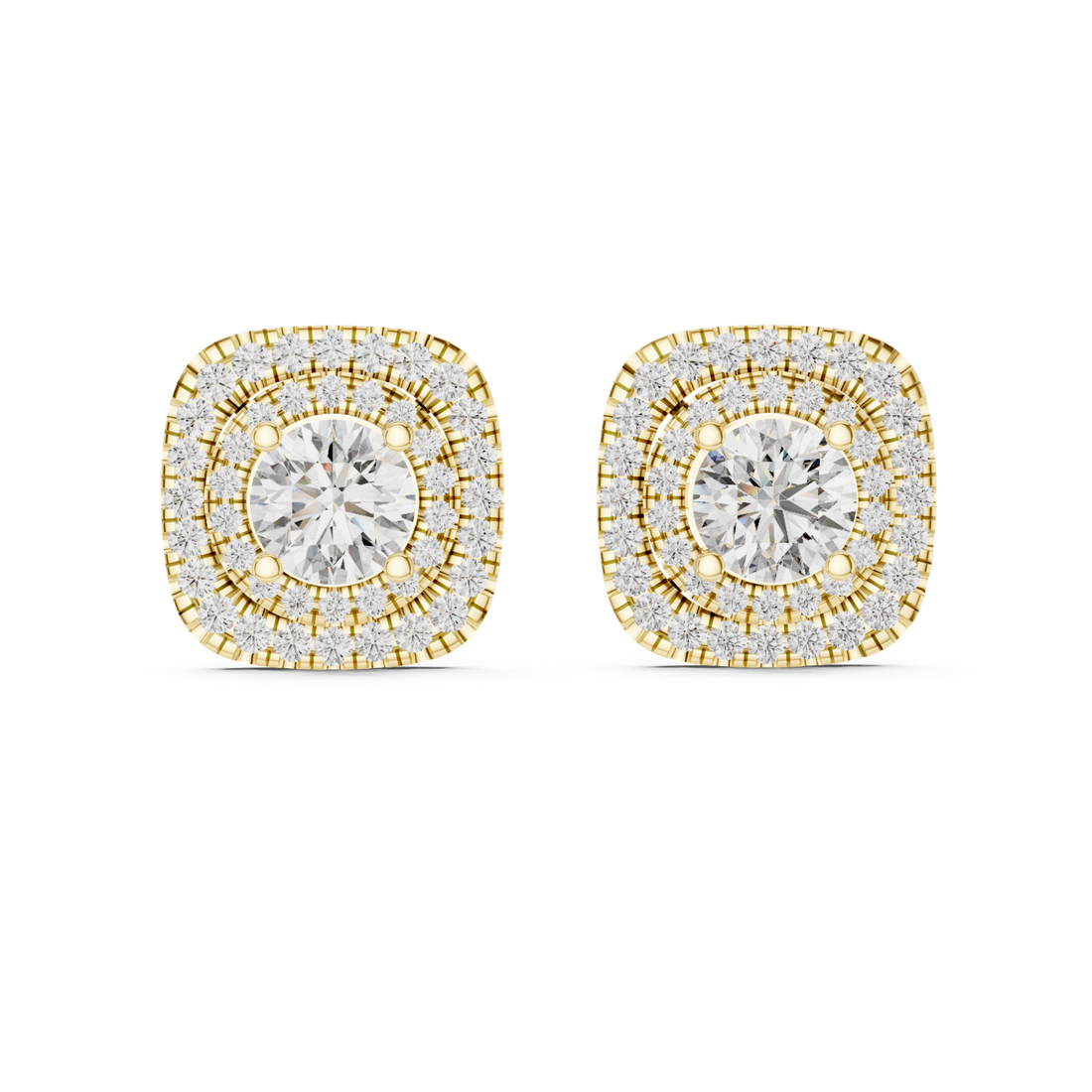 Gold Radiant Halo Embrace Stud Earrings Right View