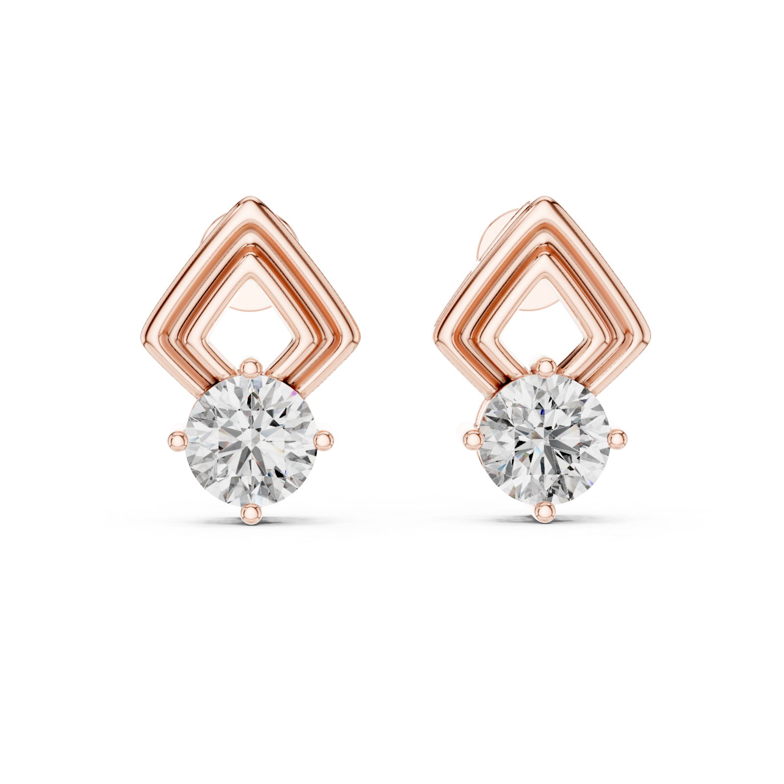  Rose Gold Urban Maze Geometric Stud Earrings Front View