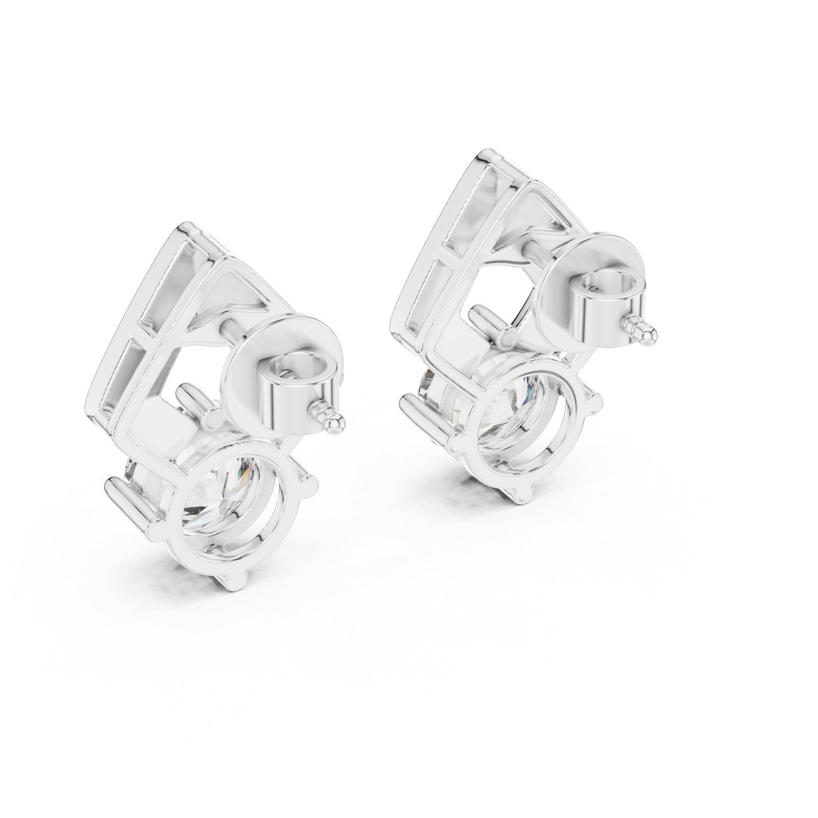  White Gold Urban Maze Geometric Stud Earrings Side View