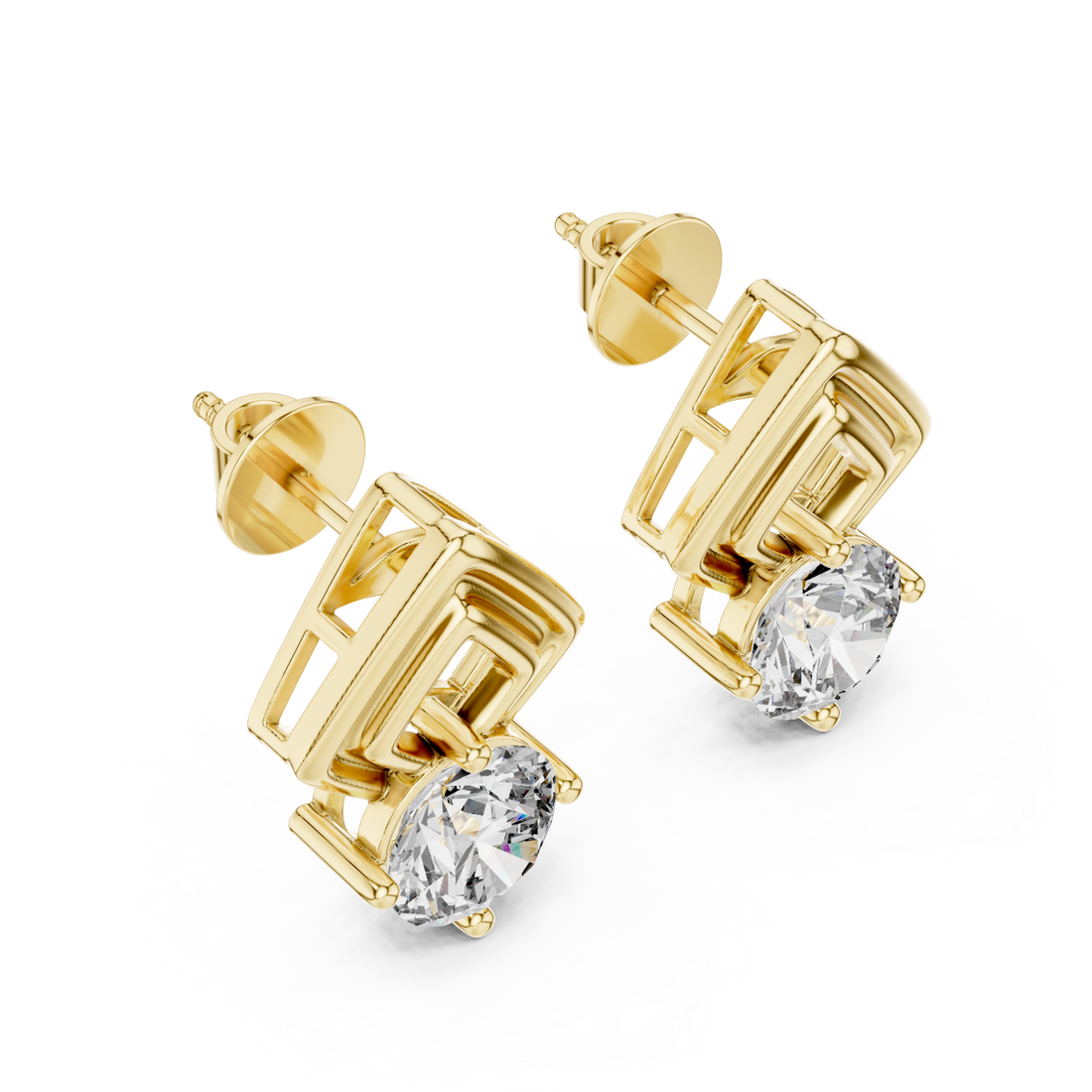 Gold Urban Maze Geometric Stud Earrings Right View