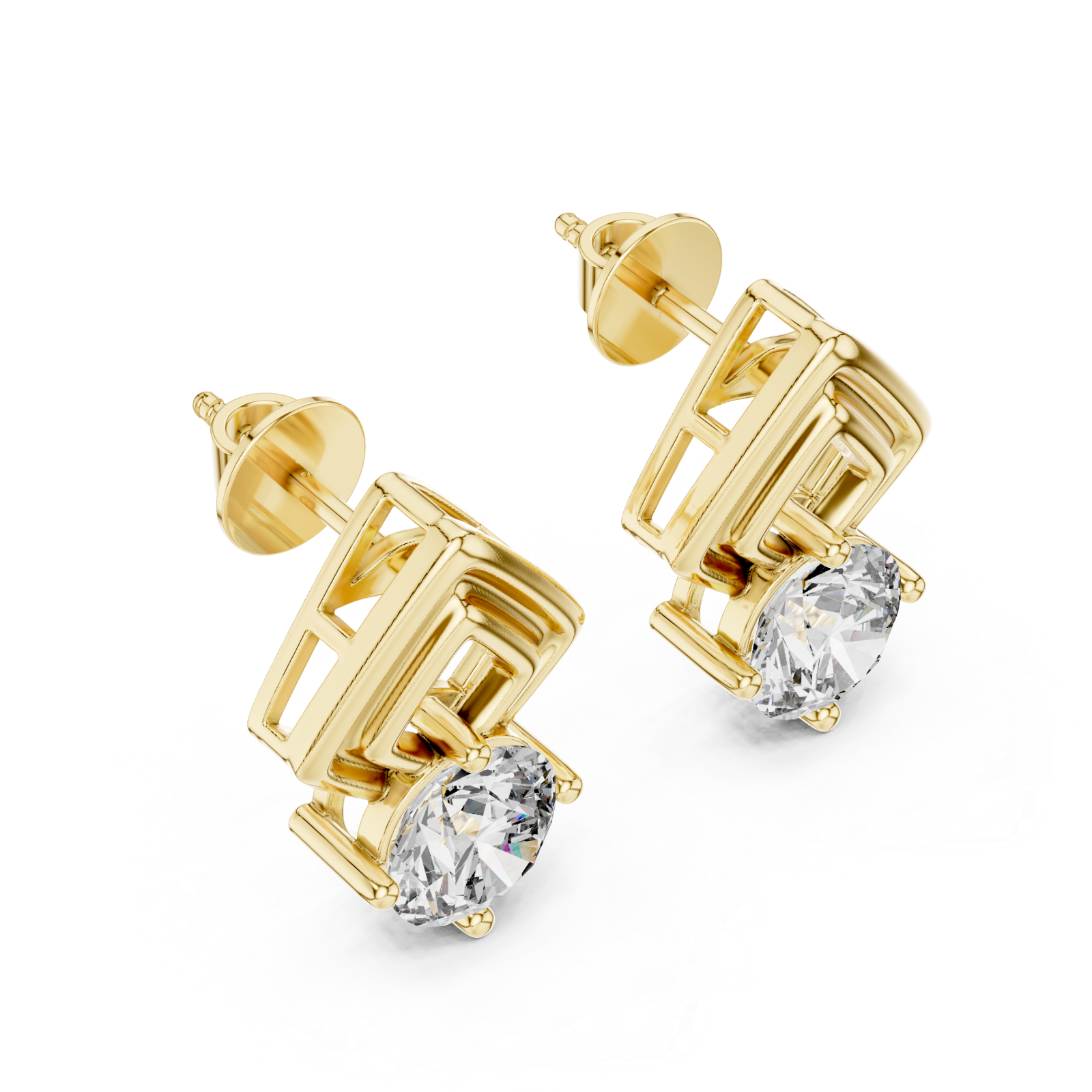 Gold Urban Maze Geometric Stud Earrings Right View