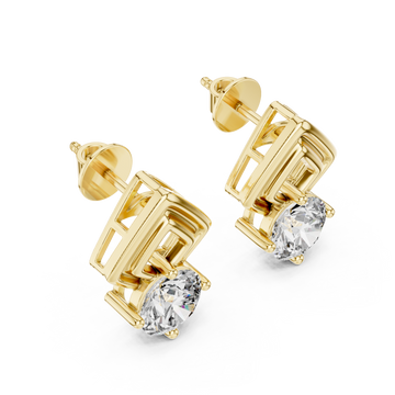 Gold Urban Maze Geometric Stud Earrings Right View