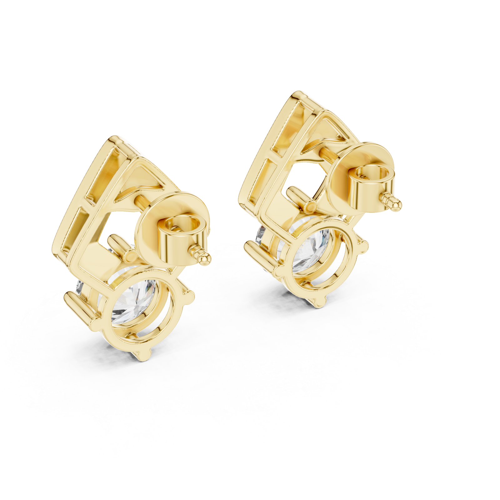  Gold Urban Maze Geometric Stud Earrings Side View