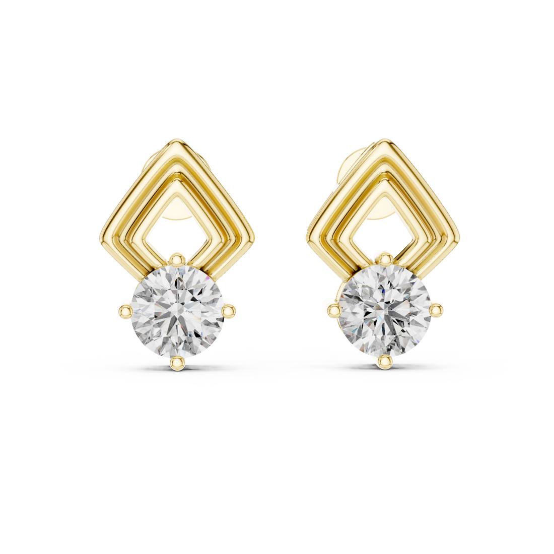 Gold Urban Maze Geometric Stud Earrings Right View