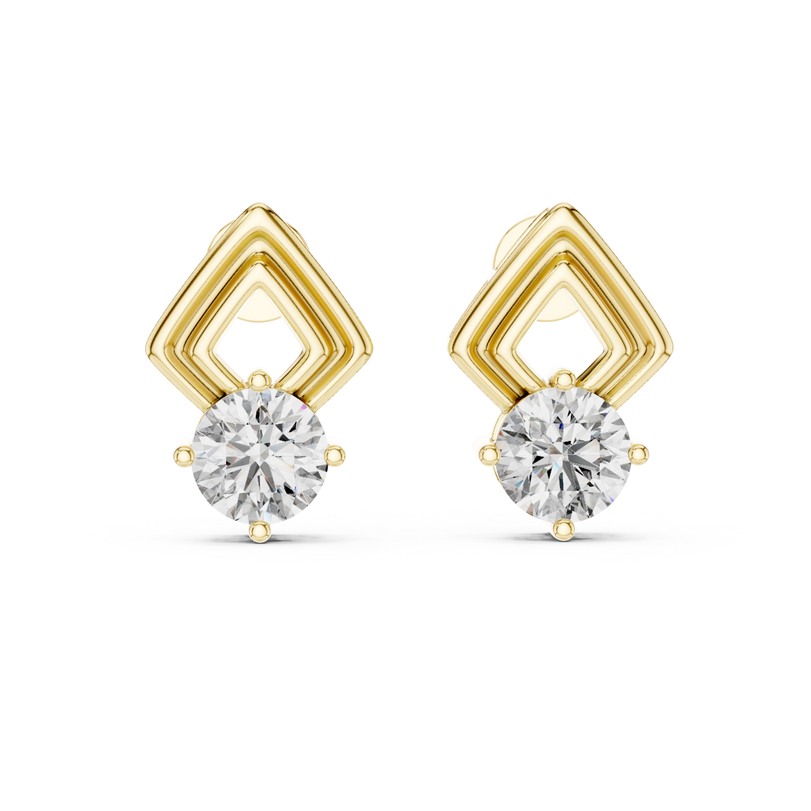  Gold Urban Maze Geometric Stud Earrings Front View