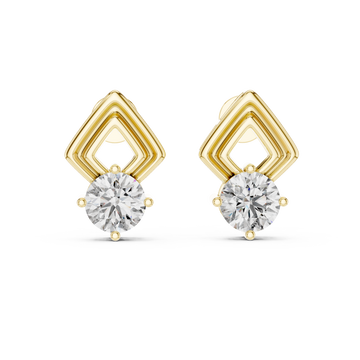  Gold Urban Maze Geometric Stud Earrings Front View