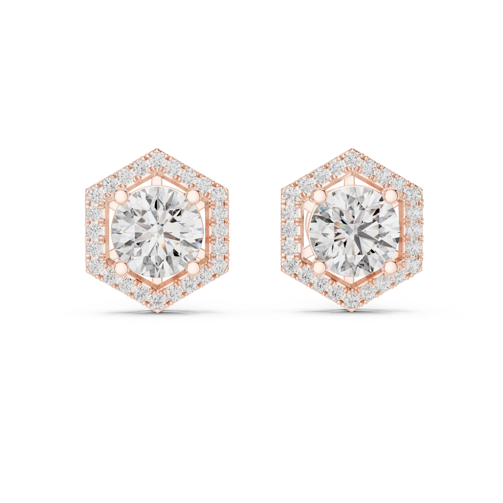  Rose Gold Celestial Aura Stud Earrings Front View