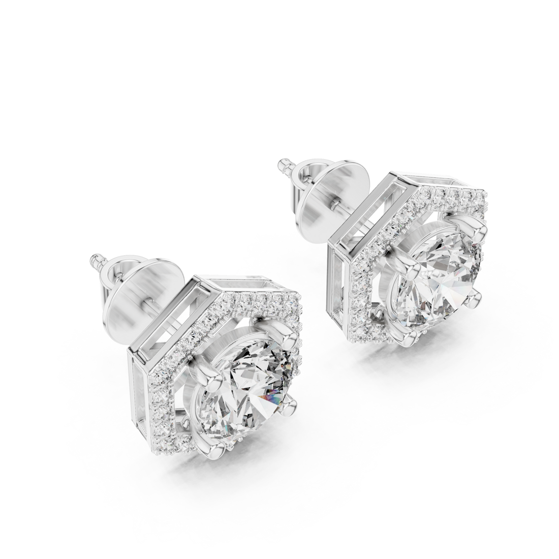  White Gold Celestial Aura Stud Earrings Right View