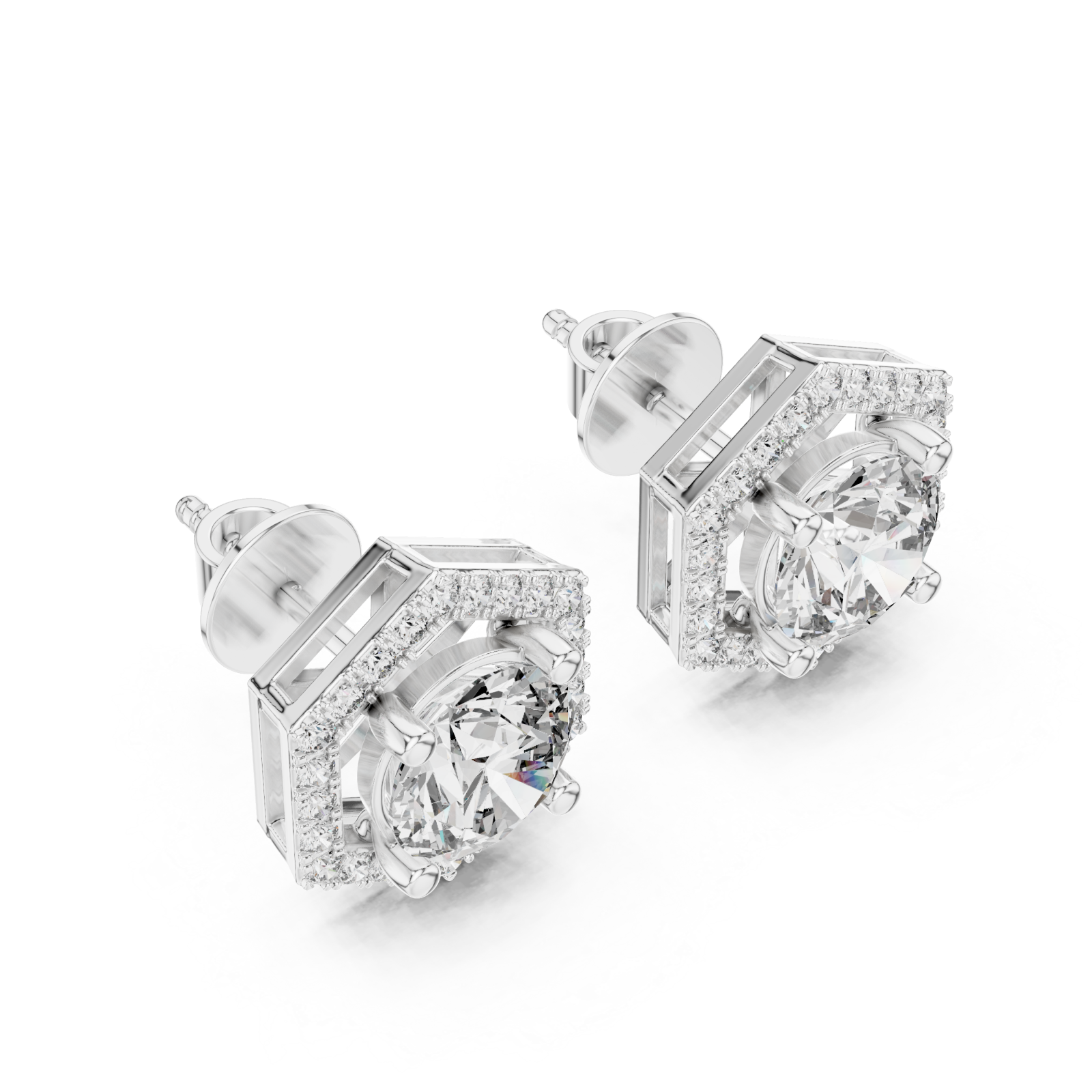  White Gold Celestial Aura Stud Earrings Right View
