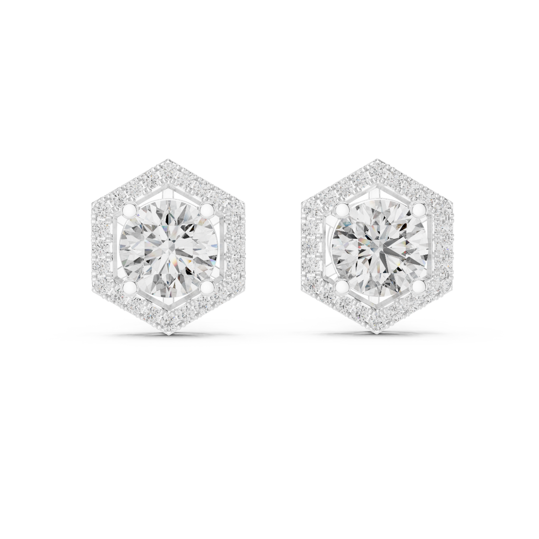  White Gold Celestial Aura Stud Earrings Right View