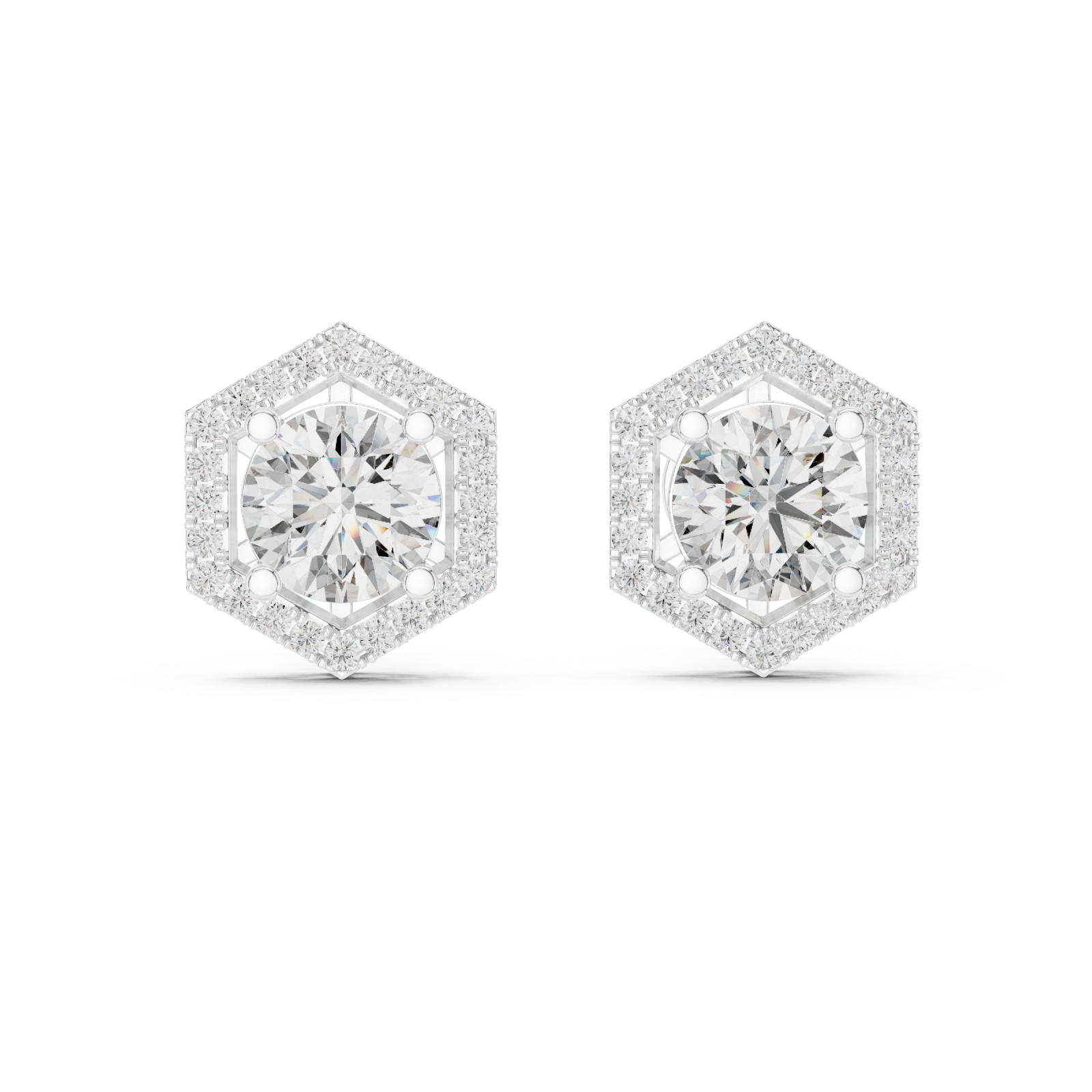  White Gold Celestial Aura Stud Earrings Front View