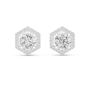  White Gold Celestial Aura Stud Earrings Front View