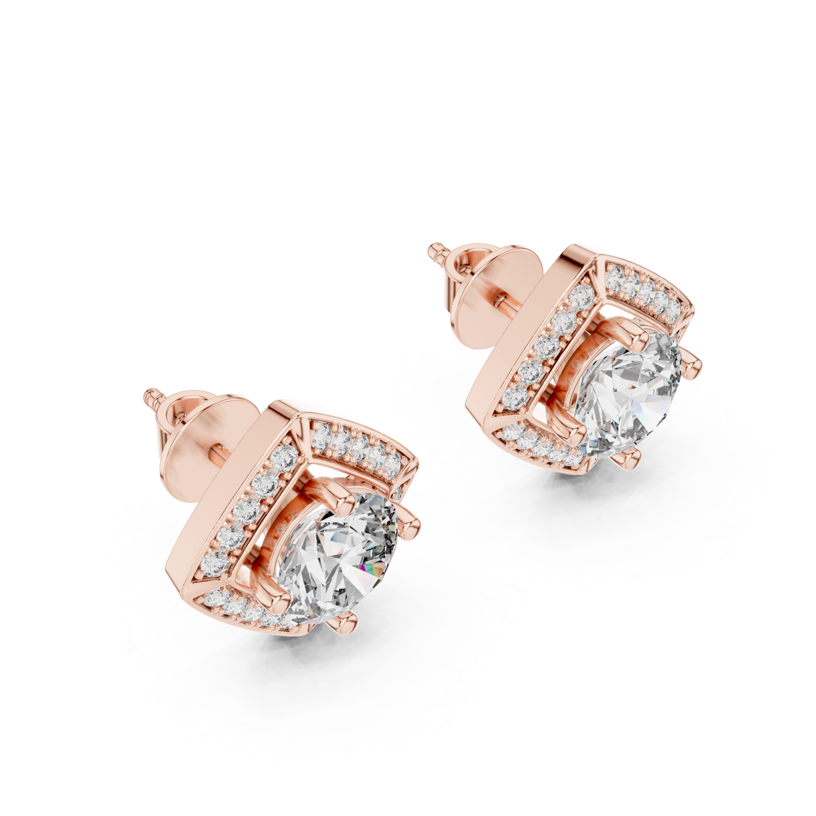  Rose Gold Celestial Radiance Stud Earrings Right View