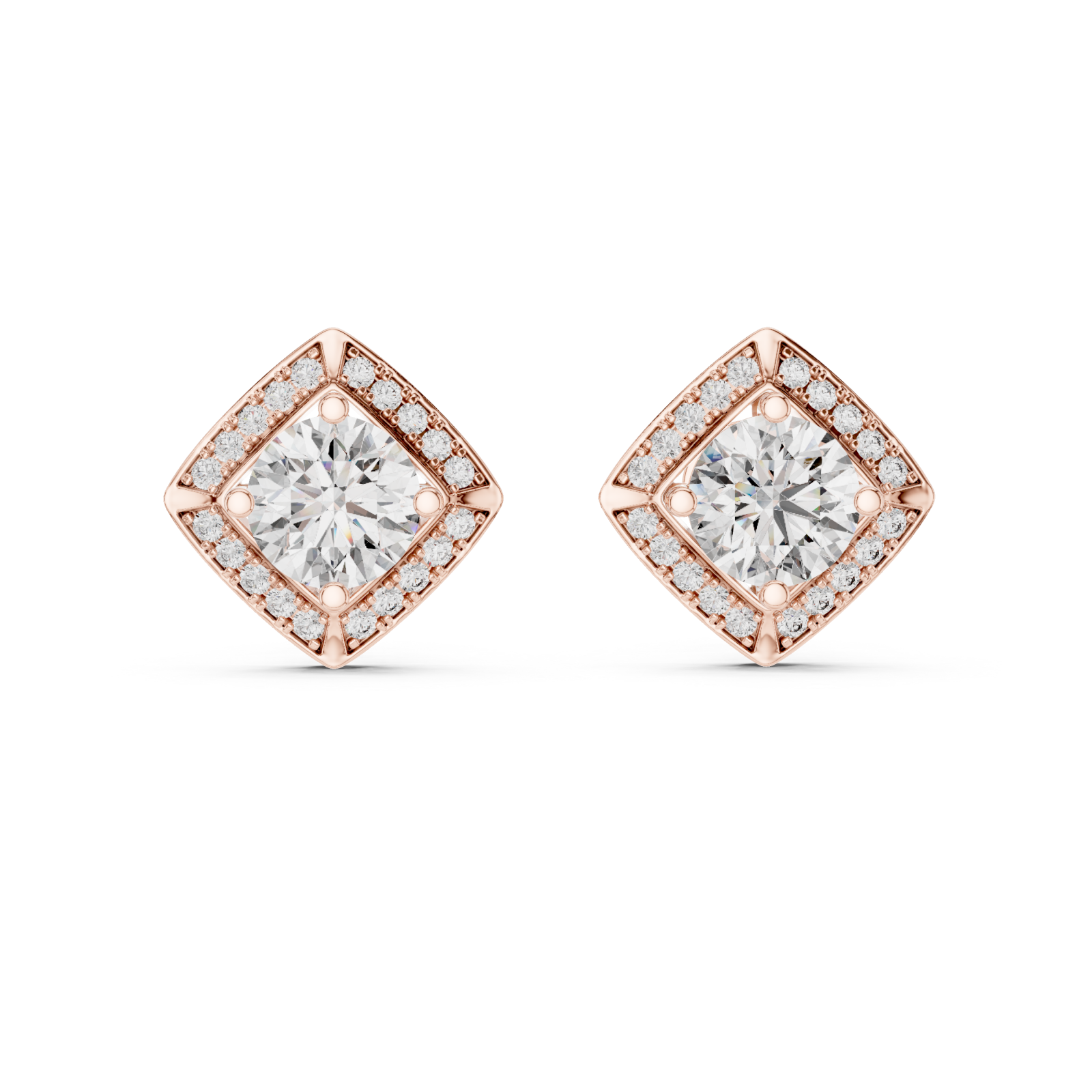  Rose Gold Celestial Radiance Stud Earrings Front View