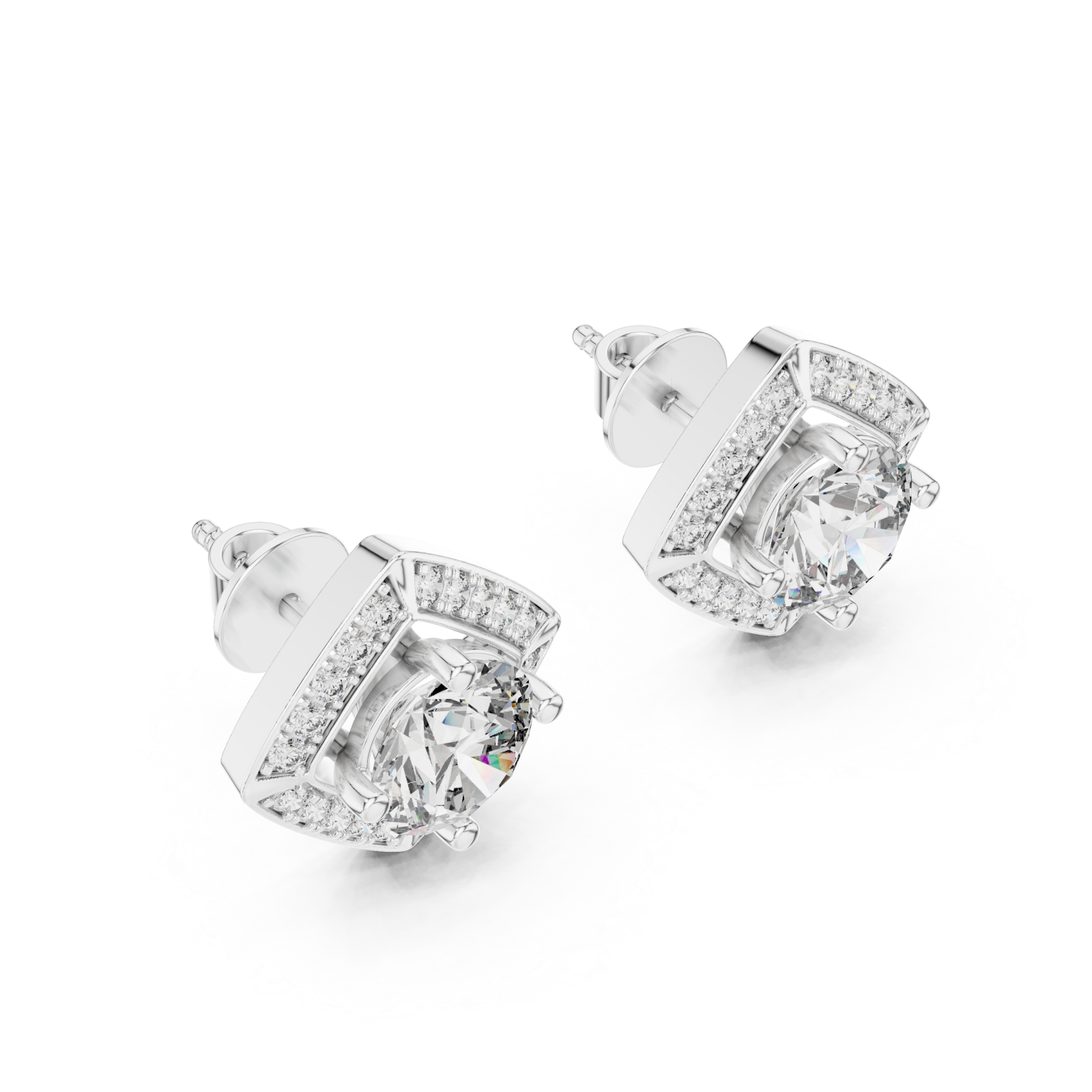  White Gold Celestial Radiance Stud Earrings Right View