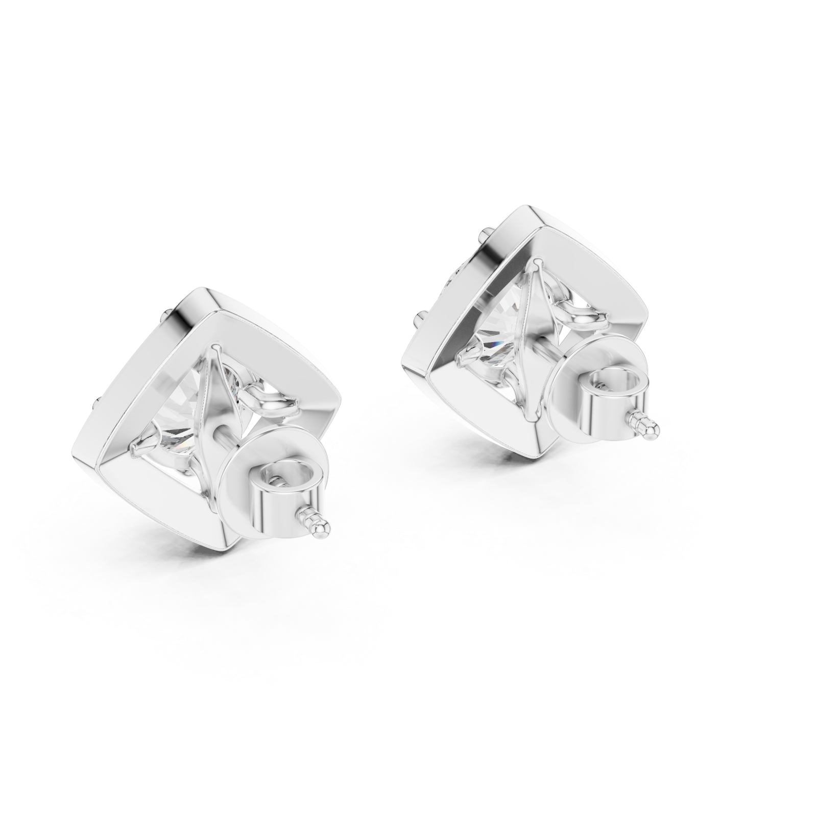  White Gold Celestial Radiance Stud Earrings Side View