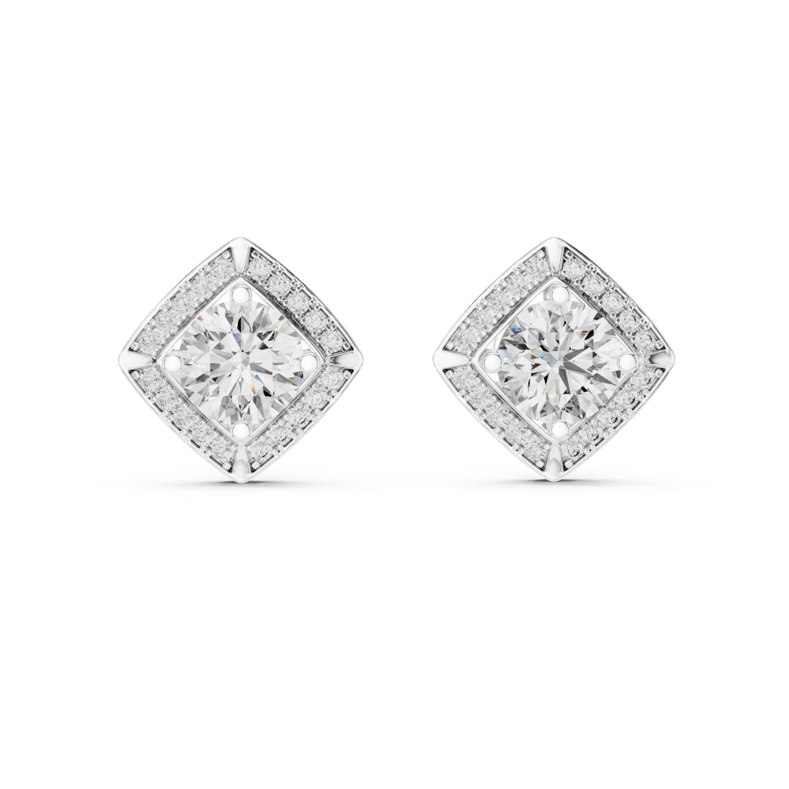  White Gold Celestial Radiance Stud Earrings Front View