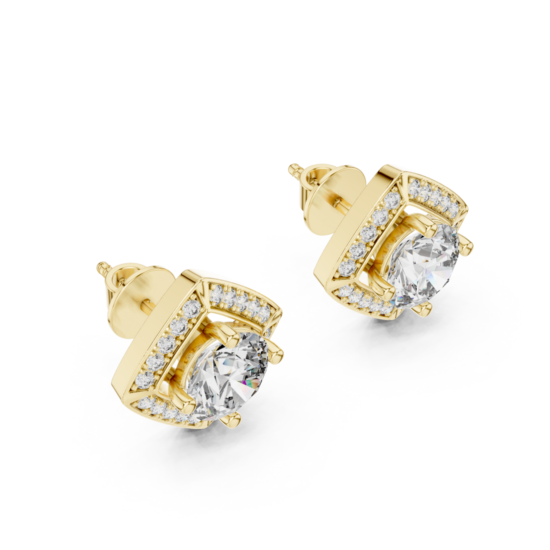 Gold Celestial Radiance Stud Earrings Right View