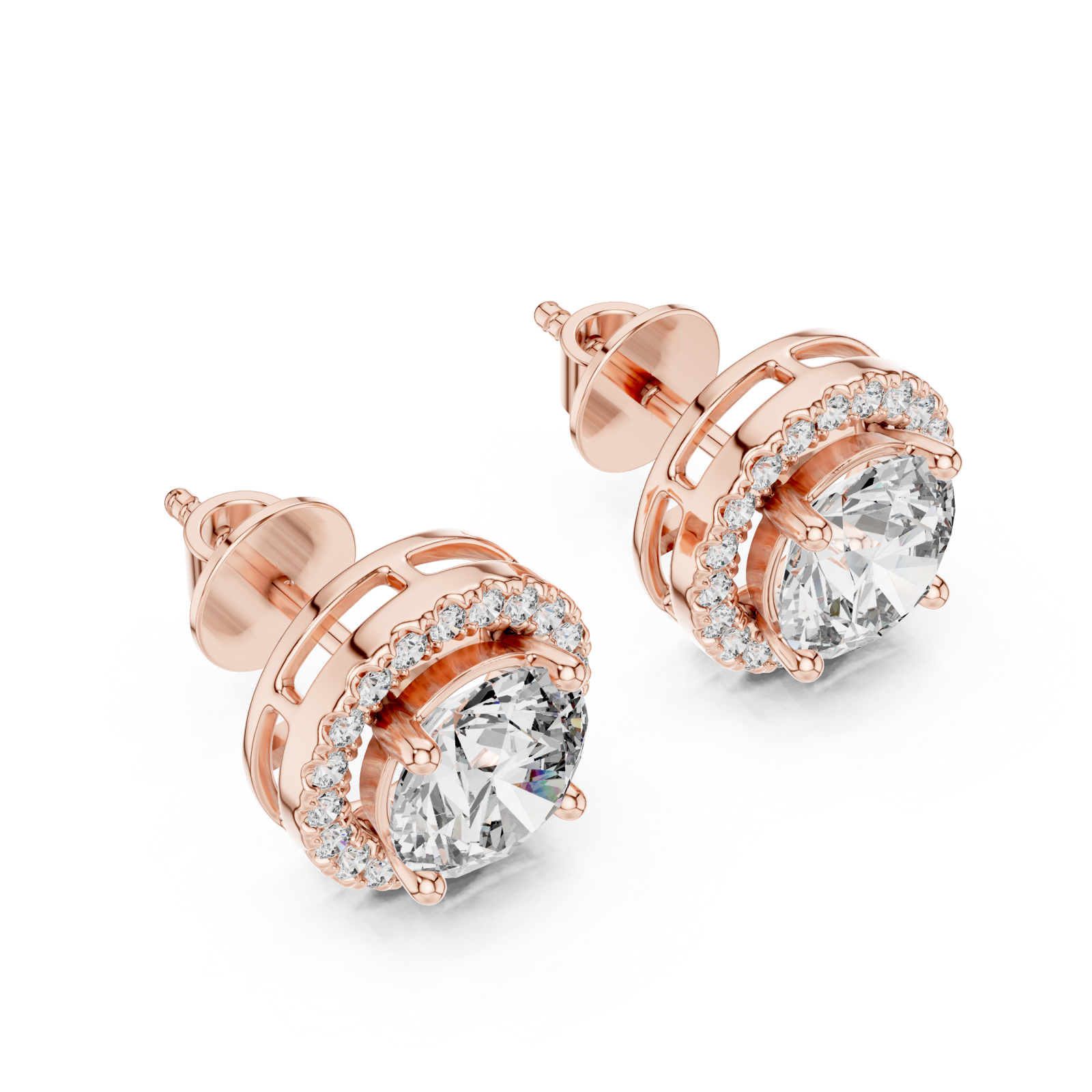  Rose Gold Celestial Halo Classic Stud Earrings Right View