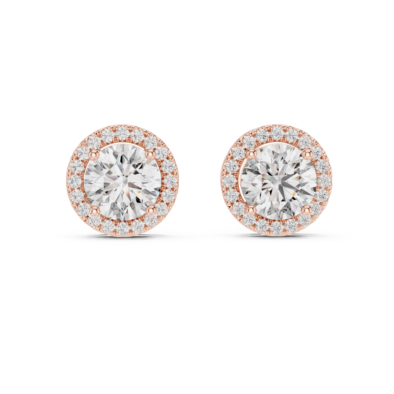  Rose Gold Celestial Halo Classic Stud Earrings Front View