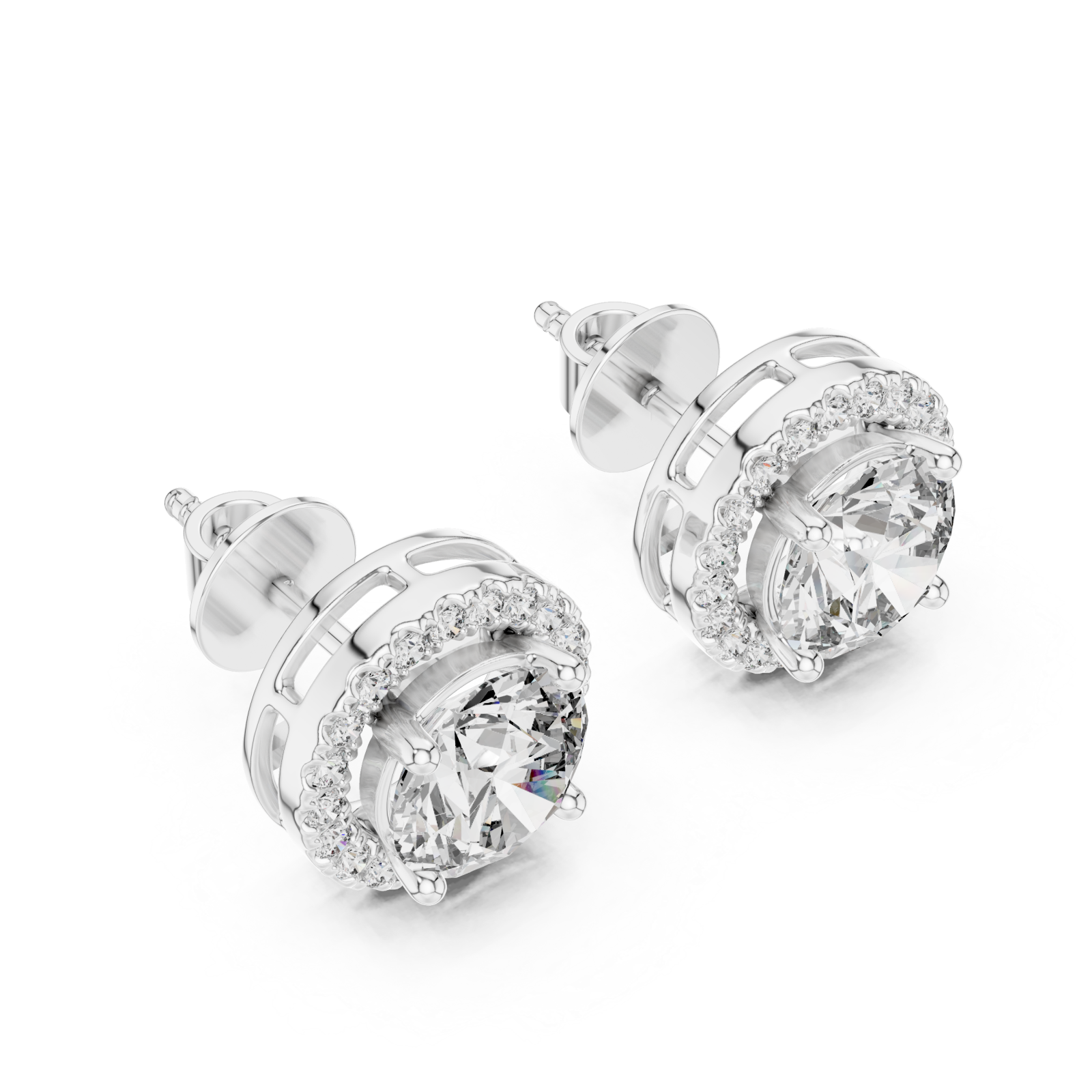  White Gold Celestial Halo Classic Stud Earrings Right View