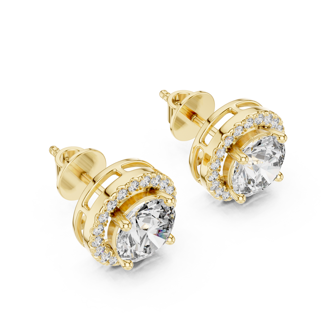 Gold Celestial Halo Classic Stud Earrings Right View