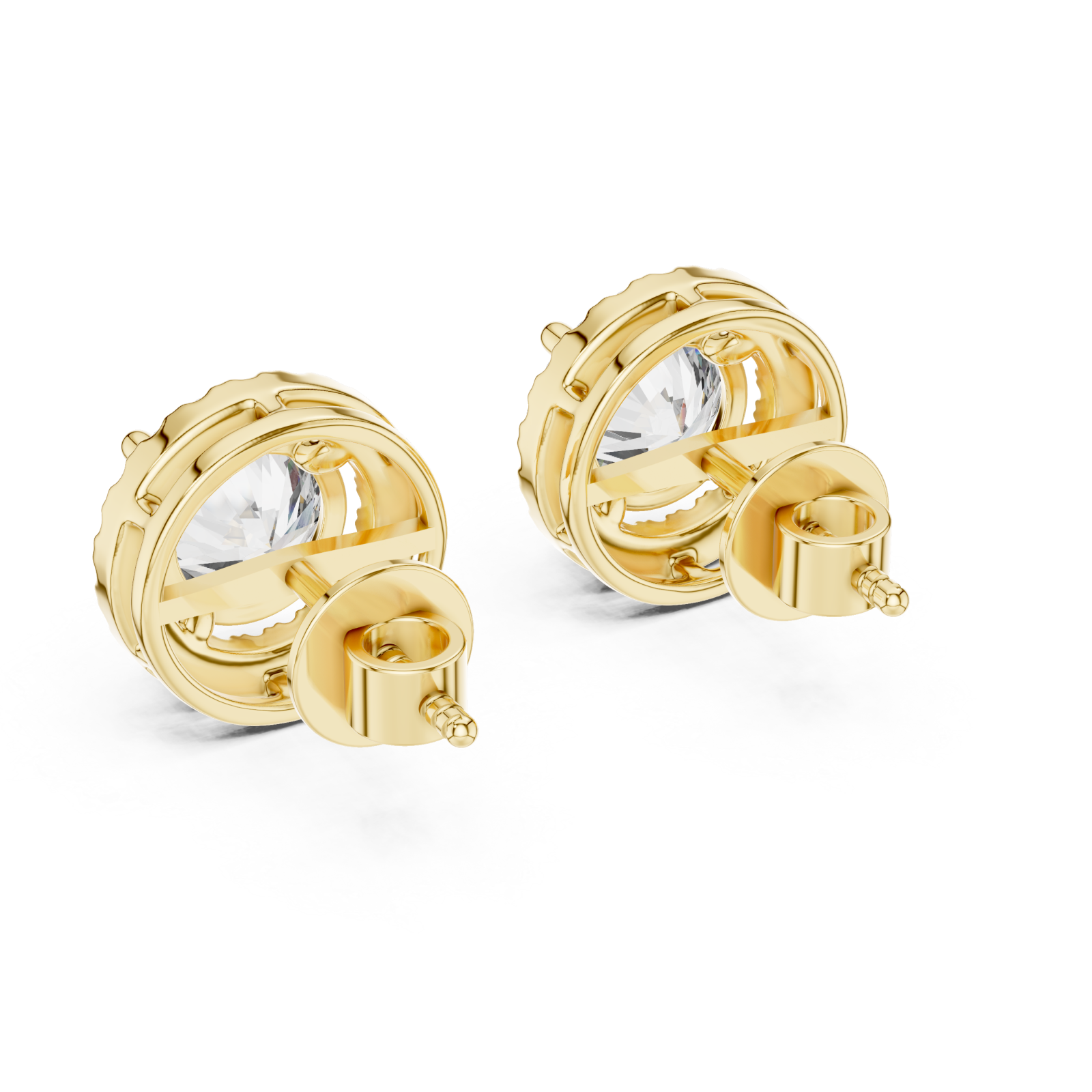  Gold Celestial Halo Classic Stud Earrings Side View