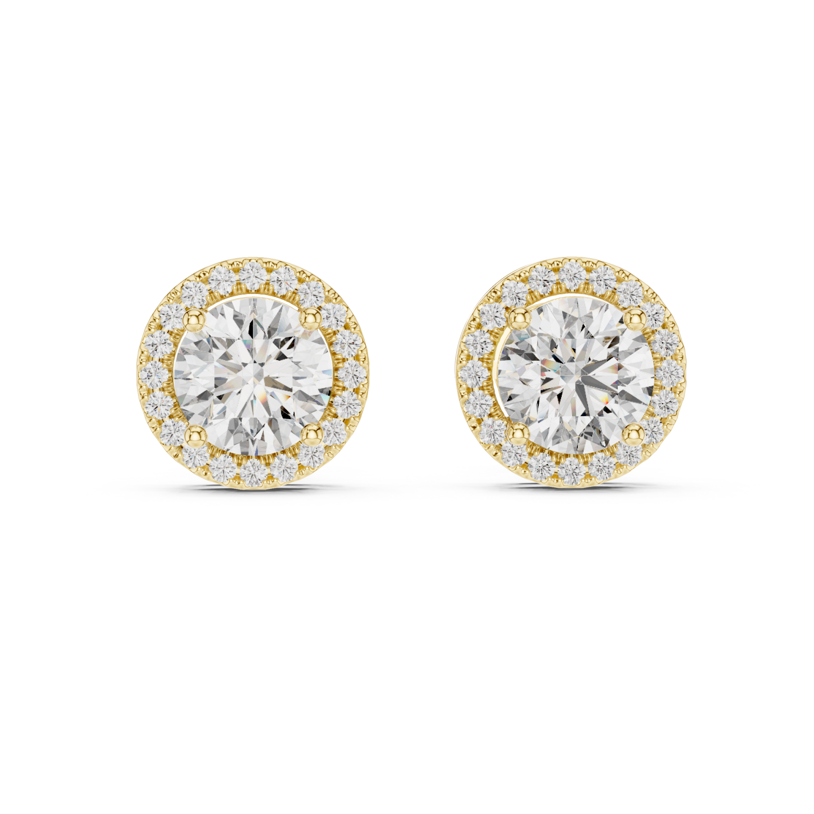  Gold Celestial Halo Classic Stud Earrings Front View