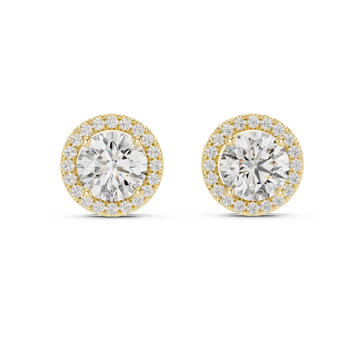  Gold Celestial Halo Classic Stud Earrings Front View