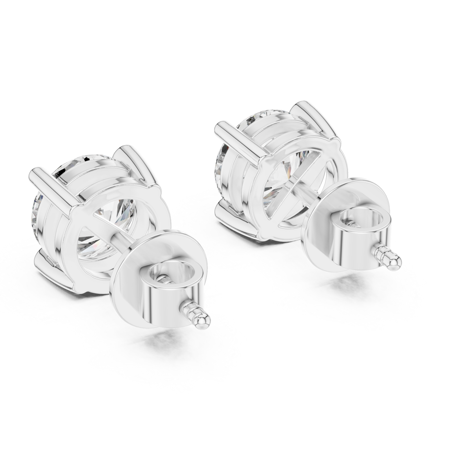  White Gold Celestial Sparkle Stud Earrings Side View