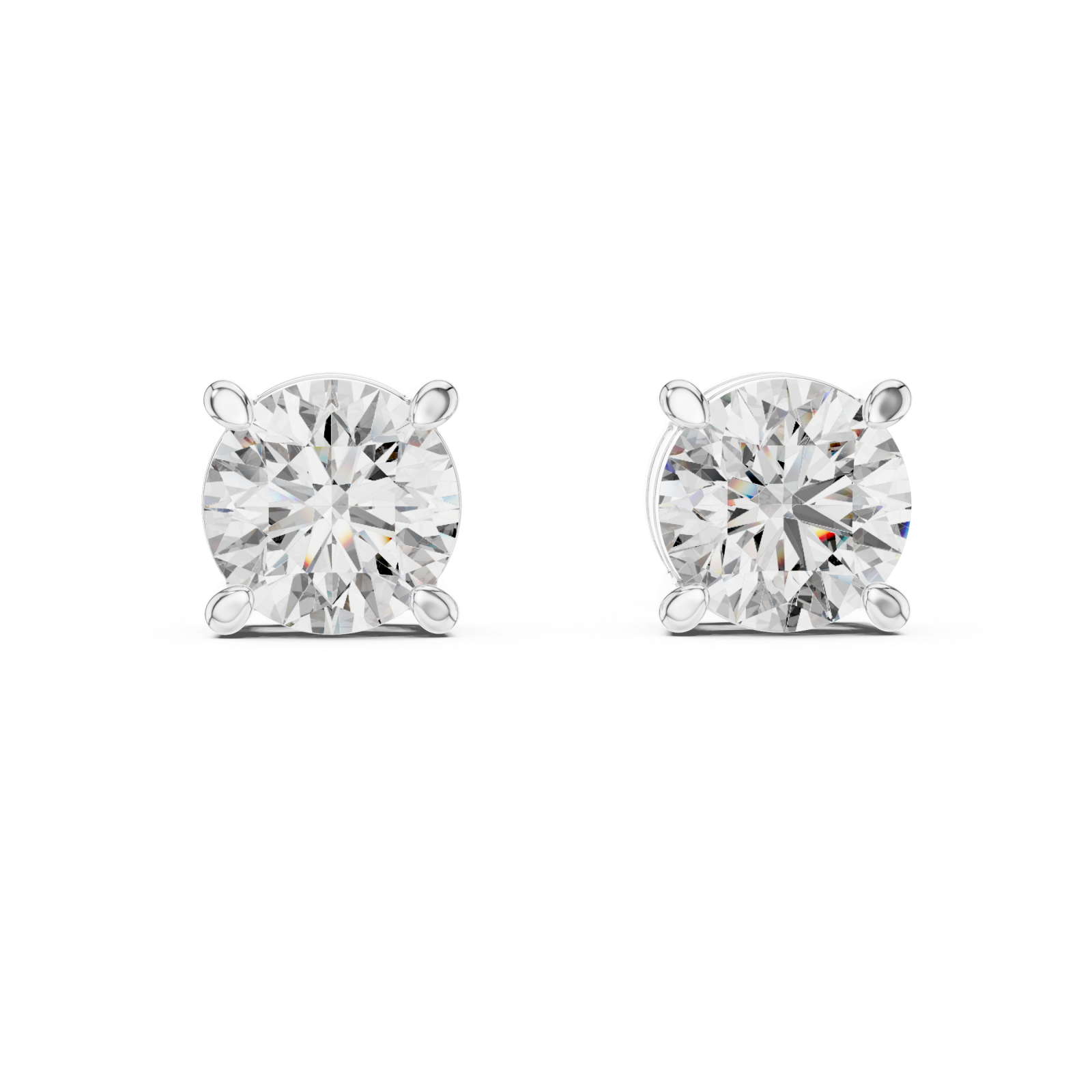  White Gold Celestial Sparkle Stud Earrings Front View