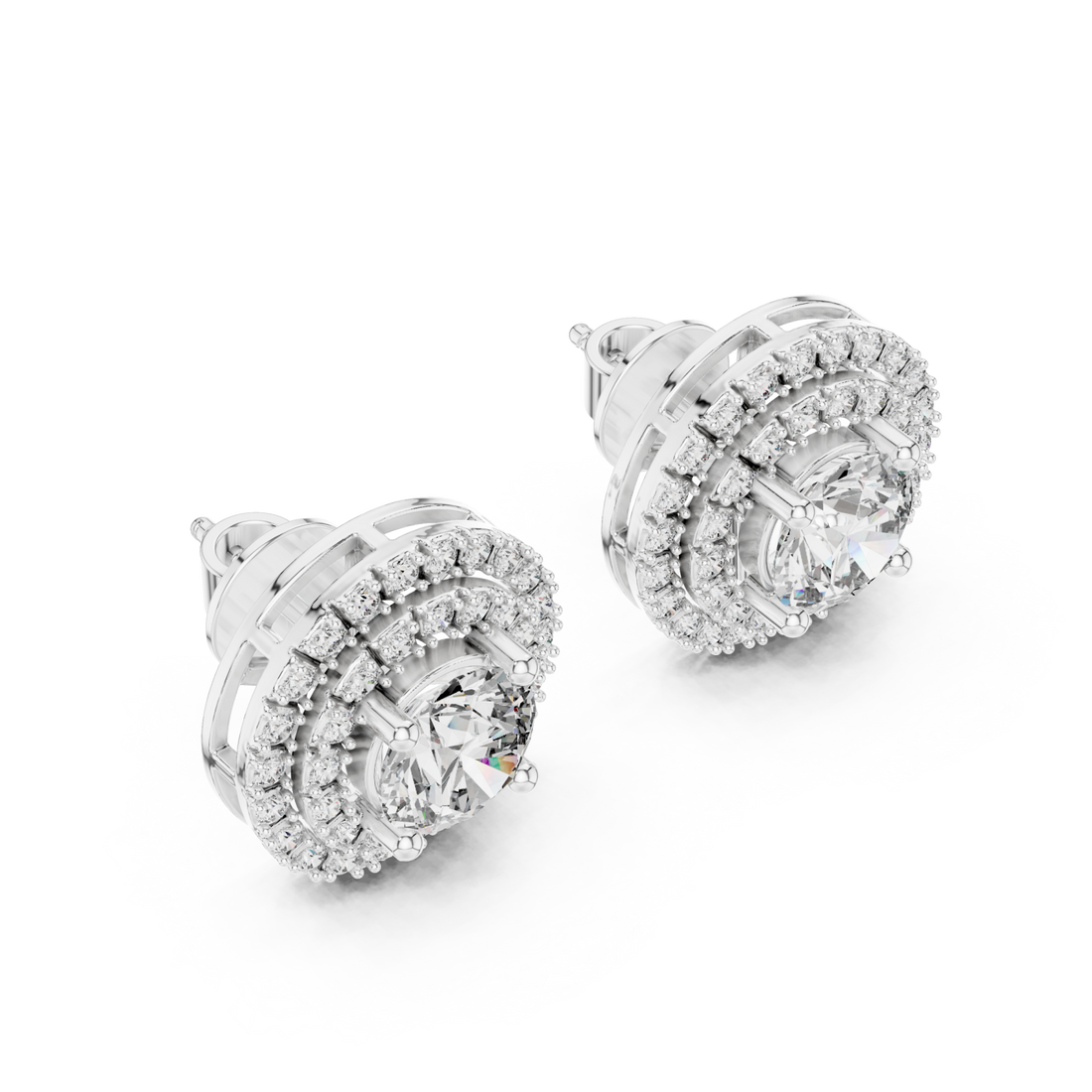  White Gold Celestial Bloom Stud Earrings Right View