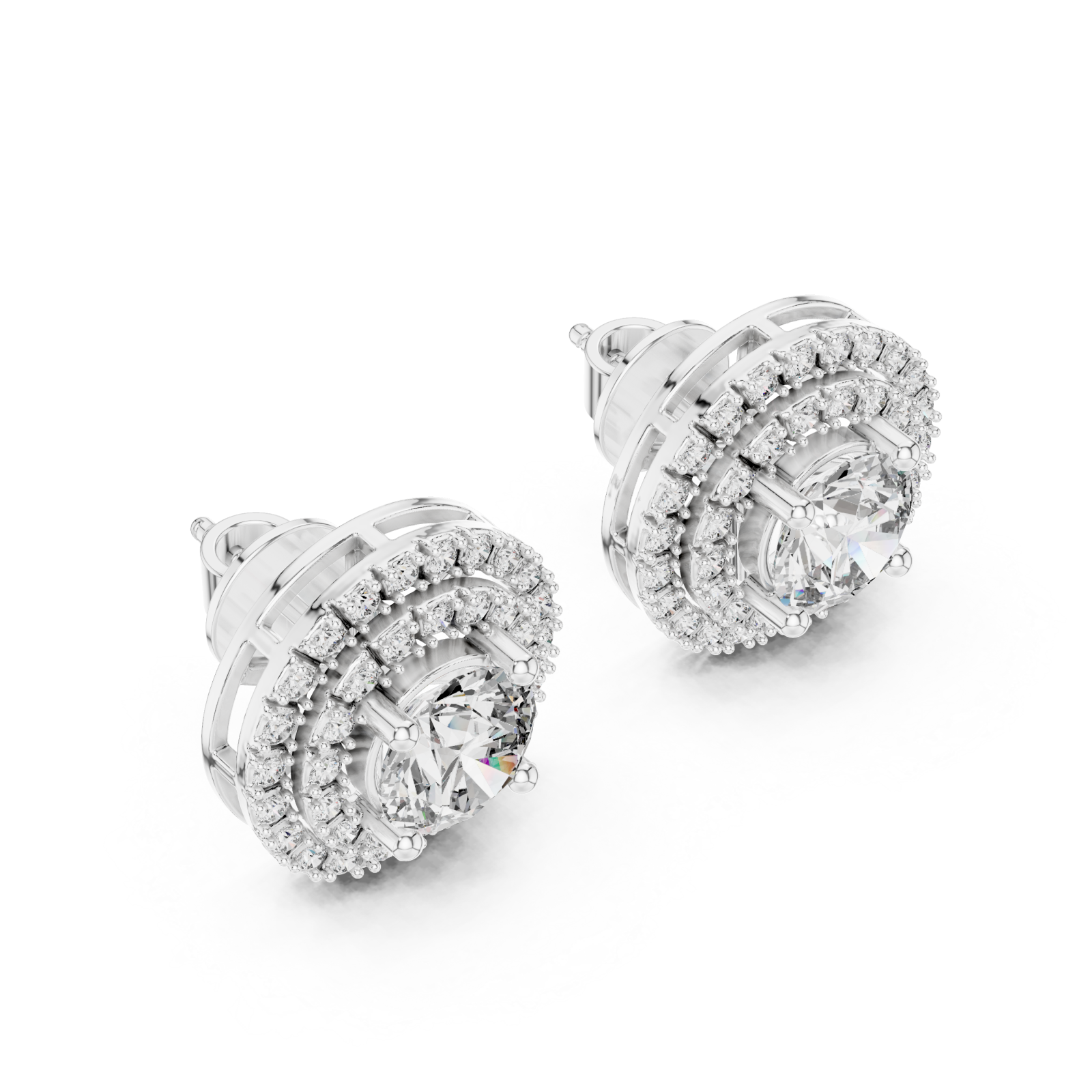  White Gold Celestial Bloom Stud Earrings Right View