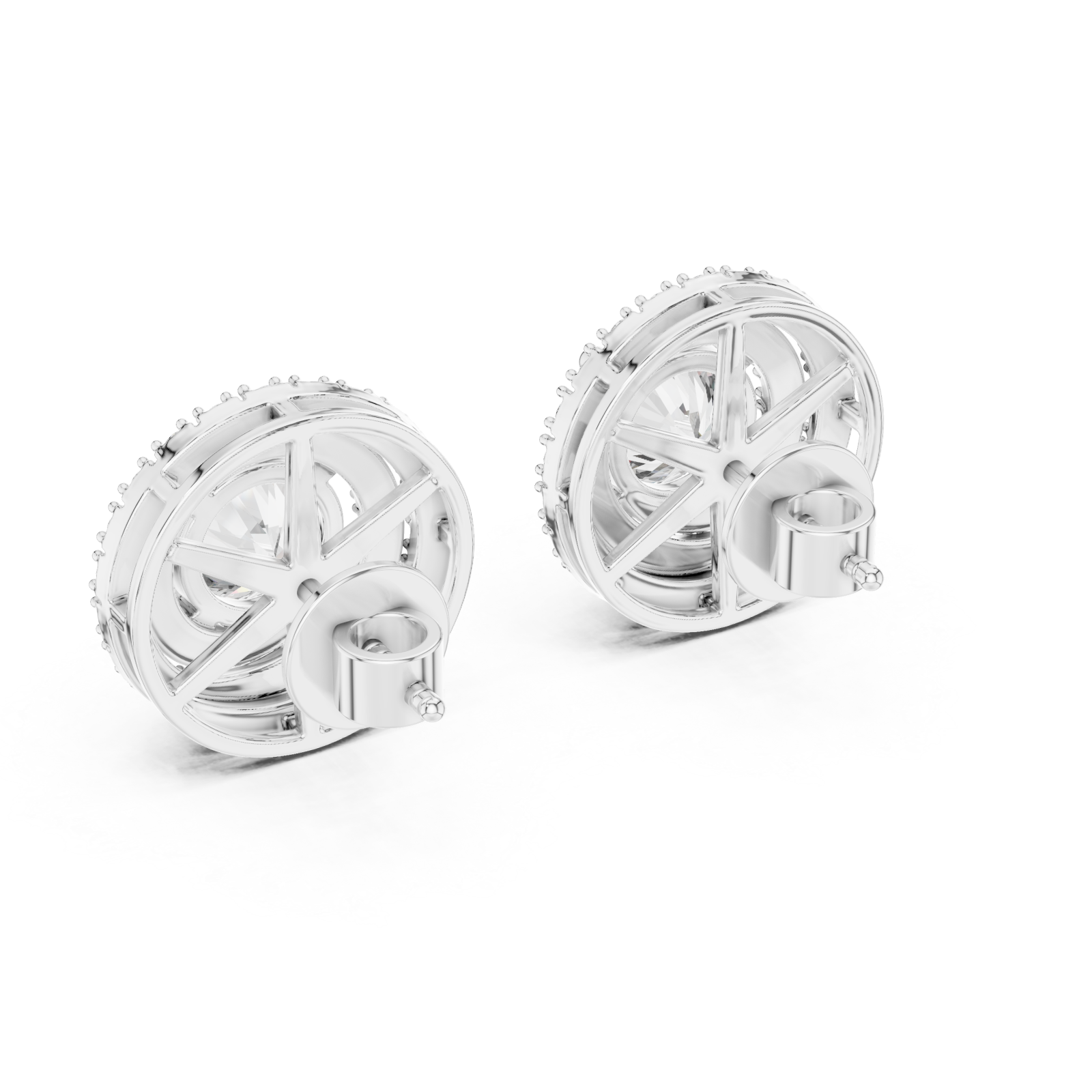  White Gold Celestial Bloom Stud Earrings Side View