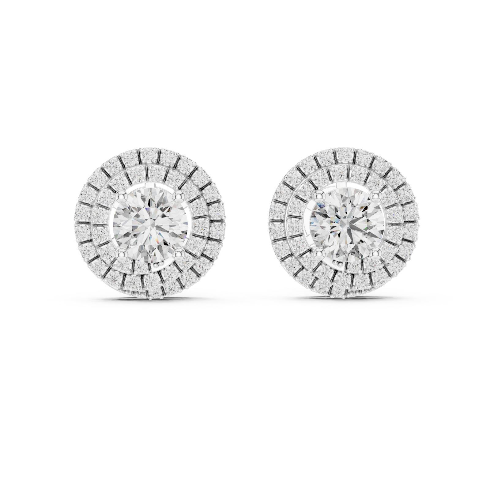 White Gold Celestial Bloom Stud Earrings Front View