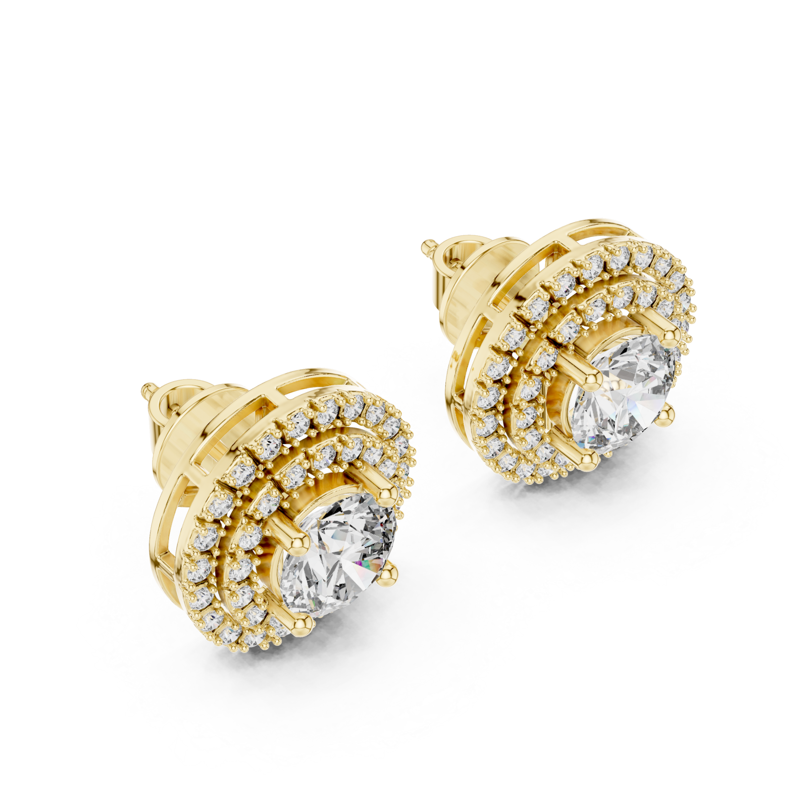 Gold Celestial Bloom Stud Earrings Right View