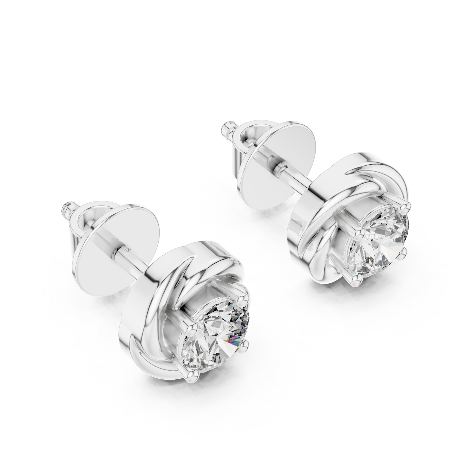  White Gold Eternal Embrace Stud Earrings Right View