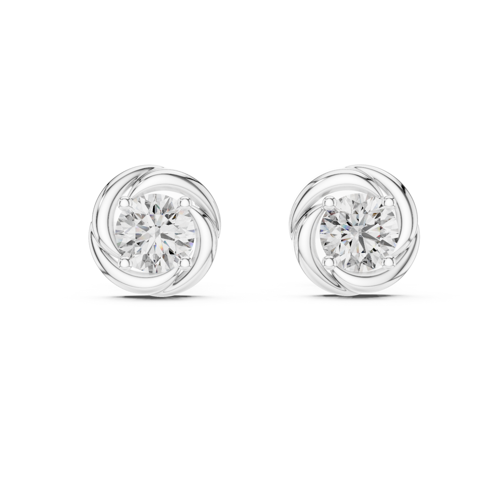  White Gold Eternal Embrace Stud Earrings Front View